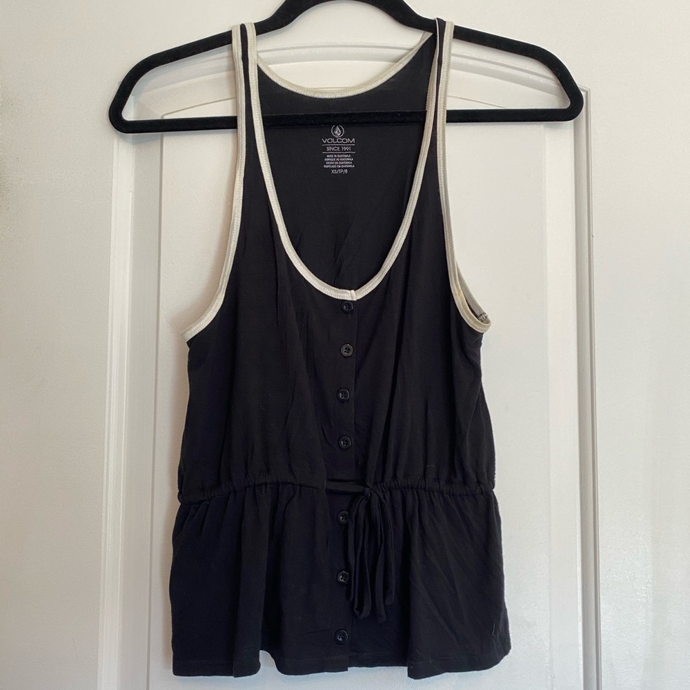 Black racerback tank with tie waist